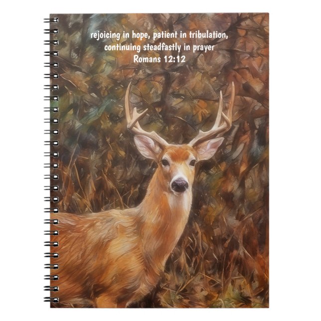 Buck Deer Art Bible Verse Prayer Journal Notebook (Devant)