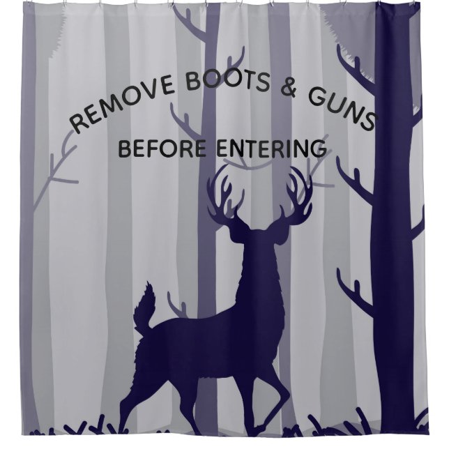 Buck Deer Foggy Forest Scene Duschvorhang (Vorderseite)