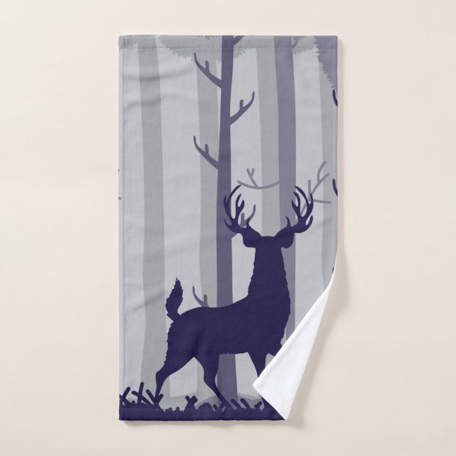 Buck Deer Foggy Forest Scene Handtuch (Handtuch)