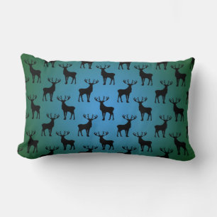 Buck Deer Pattern auf Blue Green Lendenkissen