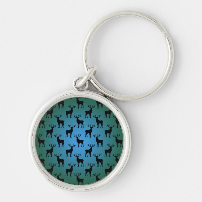 Buck Deer Pattern auf Blue Green Schlüsselanhänger (Vorne)