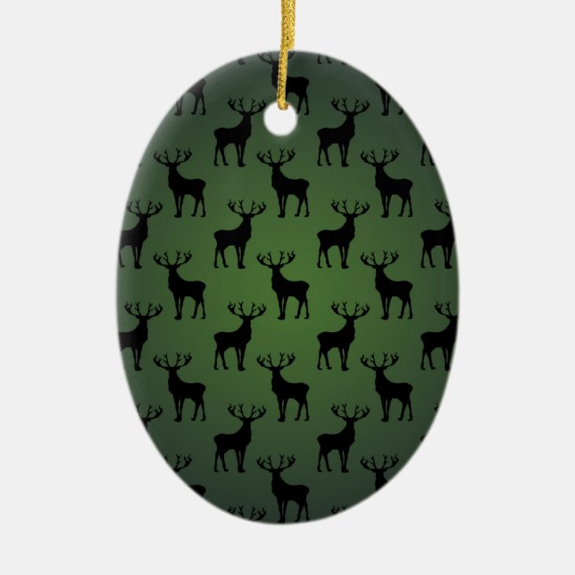 Buck Deer Pattern auf Green Keramik Ornament (Vorne)