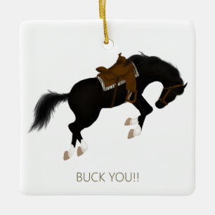Buck dich! Funny Black Horse Keramikornament