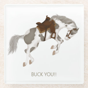 Buck dich! Funny Pinto Pferd Glasuntersetzer