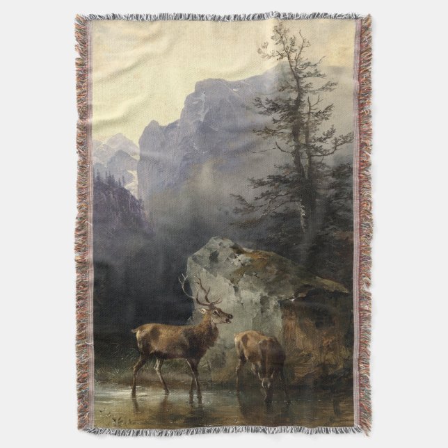 Buck & Doe Dee in Forest Art Decke (Vorderseite Vertikal)