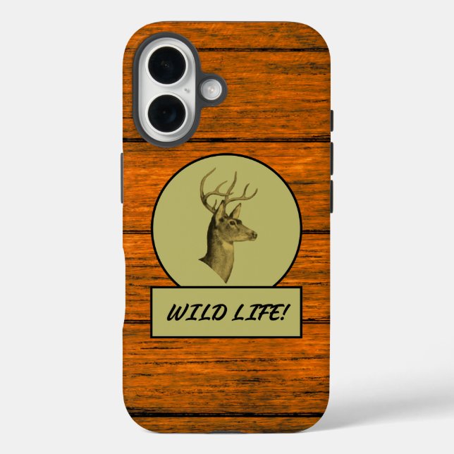Buck Head Wood Grain iPhone Fälle 16 Hülle (Rückseite)
