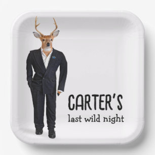 Buck in einem Tuxedo für Bachelor Party Pappteller