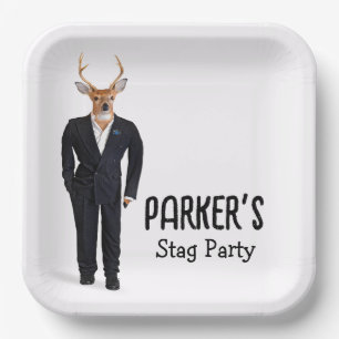 Buck in einem Tuxedo für Bachelor Party Pappteller