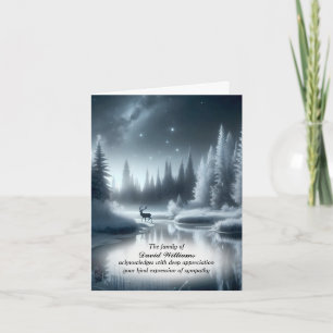 Buck in Winter River Beileid Danke Karte