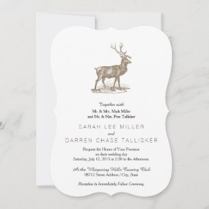 Buck-Maultierhirsch im Letterpress-Stil Einladung