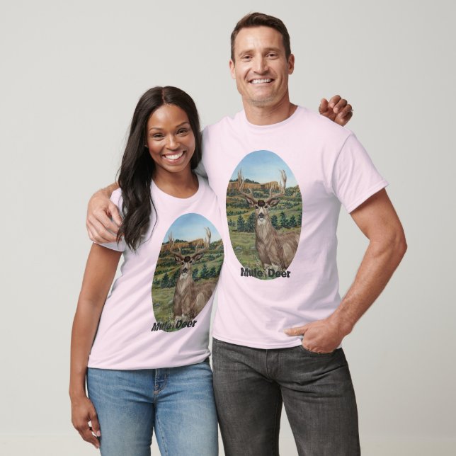 Buck Mule Deer Wildlife Art T-Shirt (Unisex)