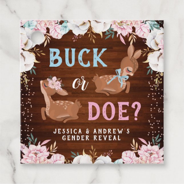 Buck oder Doe? Baby Shower Reveal Geschenkanhänger (Vorderseite)