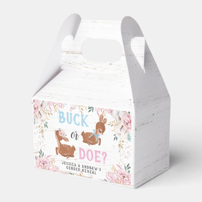 Buck oder Doe? Baby Shower Reveal Geschenkschachtel (Vorderseite)
