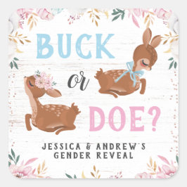 Buck oder Doe? Baby Shower Reveal Quadratischer Aufkleber