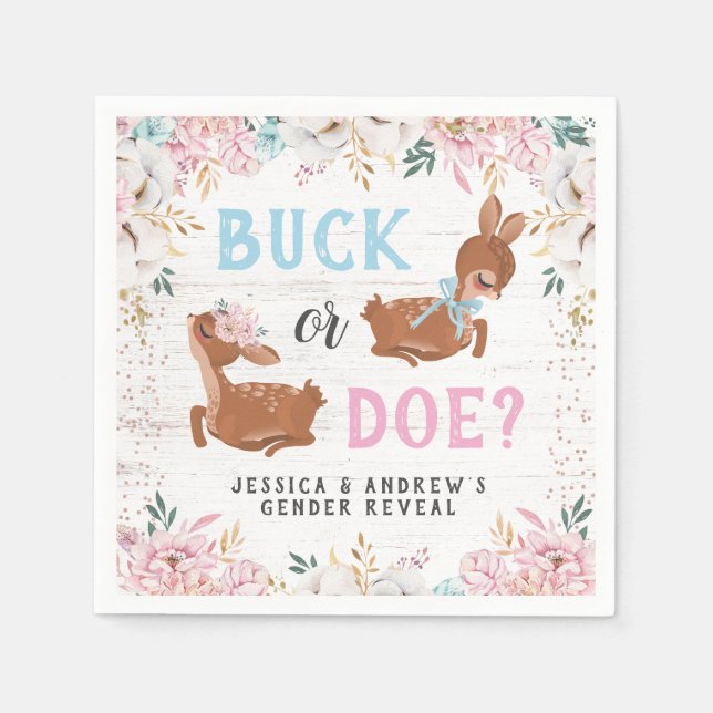 Buck oder Doe? Baby Shower Reveal Serviette (Vorderseite)
