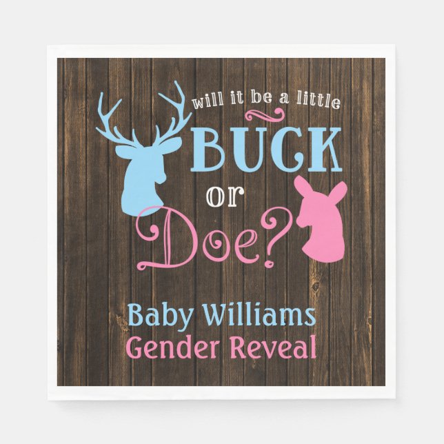Buck oder Doe Gender Reveal Party Baby Shower Serviette (Vorderseite)