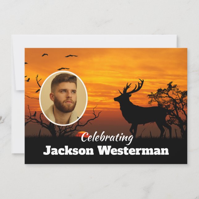 Buck Silhouette à Sunset Memorial Invitation (Devant)