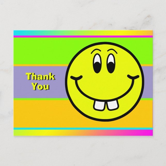 Buck Teeth lächelnd Gesicht Emoji Danke Postcard Postkarte (Vorderseite)