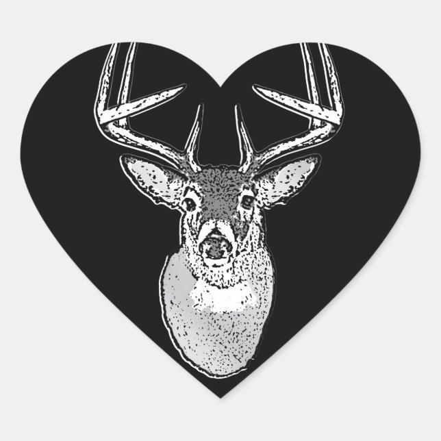 Buck trophy on Black White Tail Deer Herz-Aufkleber (Vorderseite)