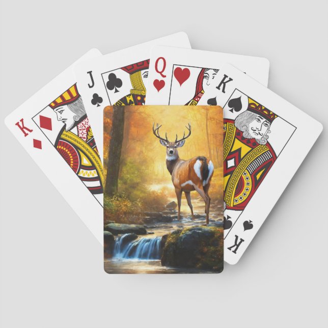 Buck White Tails Deer in a Stream Spielkarten (Rückseite)