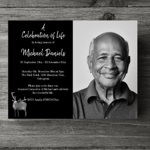Buck with Antlers Foto Celebration of Life Card Einladung