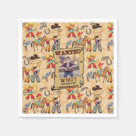 Buckaroo Cowboy Birthday Boy's Foto Name Niedlich Serviette
