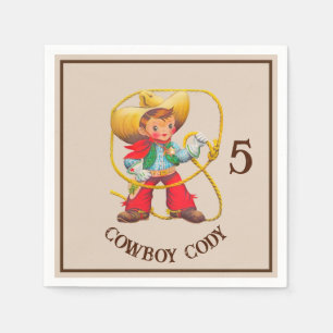 Buckaroo Cowboy Boy's Birthday Name & Age Serviette
