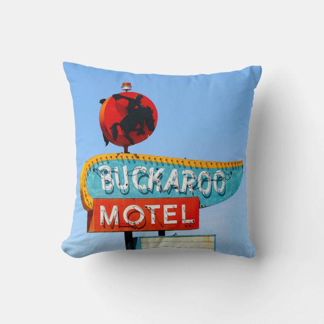 Buckaroo-und Pony-Soldat-Motels, Tucumcari, N.M. Kissen (Vorderseite)
