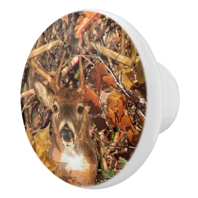 Buckel in Camouflage Weißer Schwanz Hirsch Keramikknauf (Rechts)