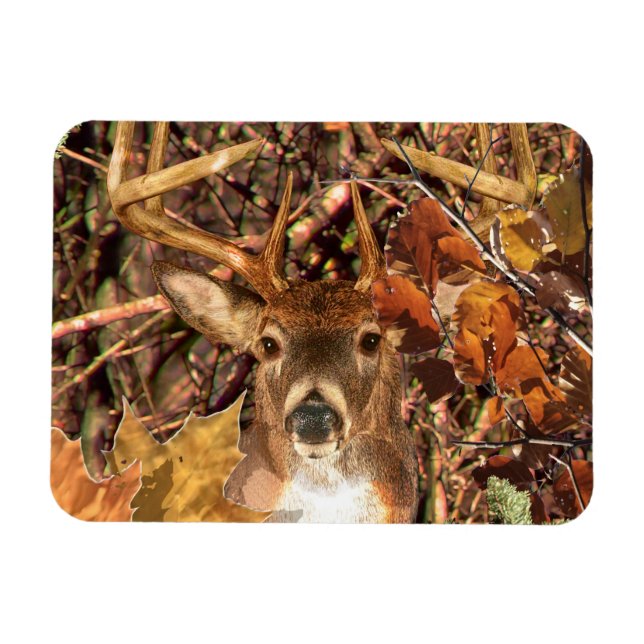 Buckel in Camouflage Weißer Schwanz Hirsch Magnet (Horizontal)