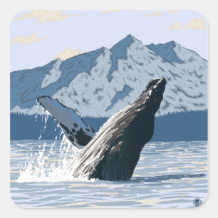 Buckel-Wal - Seward, Alaska Quadratischer Aufkleber