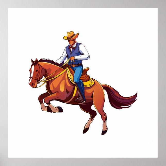 Buckelndes Pferd mit dem Mann Poster (Vorne)