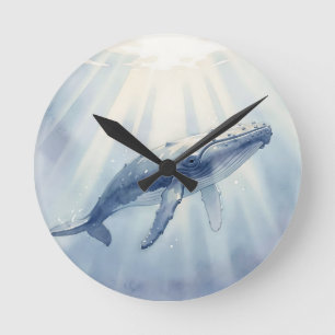 Buckelwal-Aquarell-Ozean Runde Wanduhr