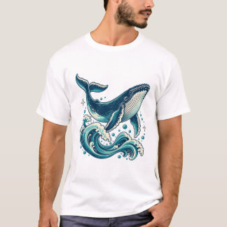 Buckelwal mit türkisfarbenen Meereswellen T-Shirt