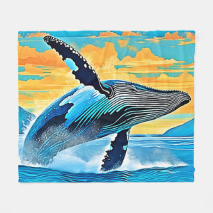 Buckelwal-Ozean-Freiheit-Sprung-Design Fleecedecke