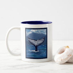 Buckelwal-Schwanz-Illustration Hawaiianisches Zita Zweifarbige Tasse