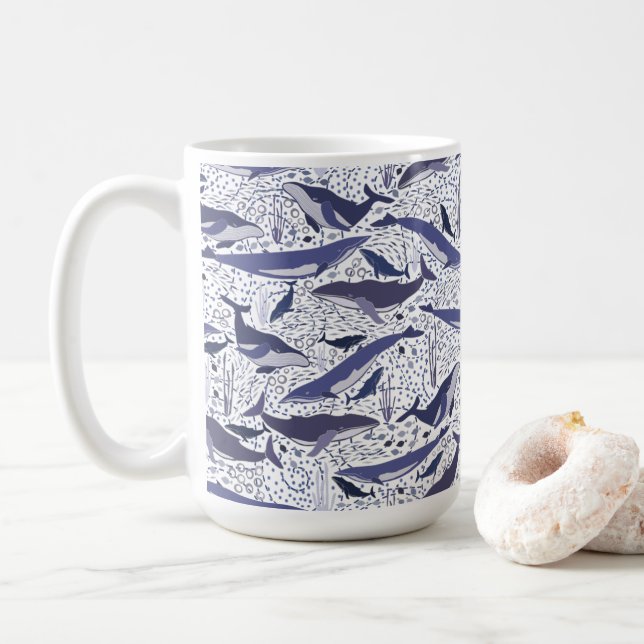 Buckelwale und Finnwale Kaffeetasse (Mit Donut)