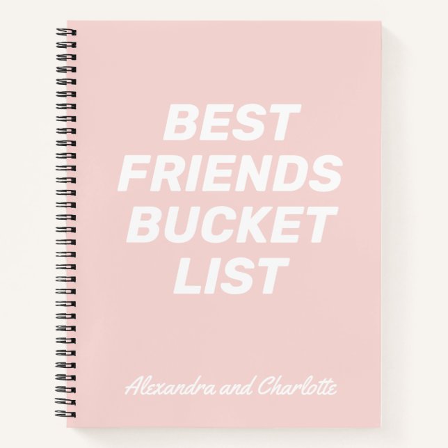 Bucket List Best Friends Blush Pink Personalisiert Notizbuch (Vorderseite)