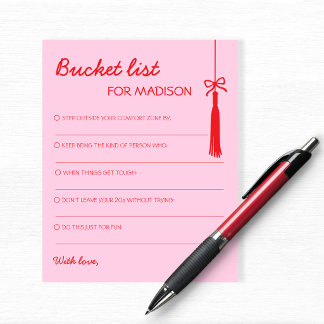 Bucket List Pink & Red Advice Graduation