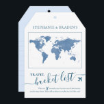 Bucket List Travel Advisor Tag Shape Cards blau<br><div class="desc">Gepäckanhänger mit Eimer-Liste Duschspielkarte, die eine kreative Alternative zum Gästebuch schafft, wenn Freunde und Familie sie mit Reiseberatung und Urlaubsideen für das Hochzeit in Urlaubsort Ehepaar oder Empfang oder Brautparty Party füllen. In staubigen Schiefer blau und mariniert, aber mehr Farben sind in unserer Kollektion oder durch Kontakt mit dem Paper...</div>