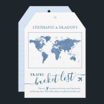 Bucket List Travel Advisor Tag Shape Cards blau<br><div class="desc">Gepäckanhänger mit Eimer-Liste Duschspielkarte, die eine kreative Alternative zum Gästebuch schafft, wenn Freunde und Familie sie mit Reiseberatung und Urlaubsideen für das Hochzeit in Urlaubsort Ehepaar oder Empfang oder Brautparty Party füllen. In staubigen Schiefer blau und mariniert, aber mehr Farben sind in unserer Kollektion oder durch Kontakt mit dem Paper...</div>