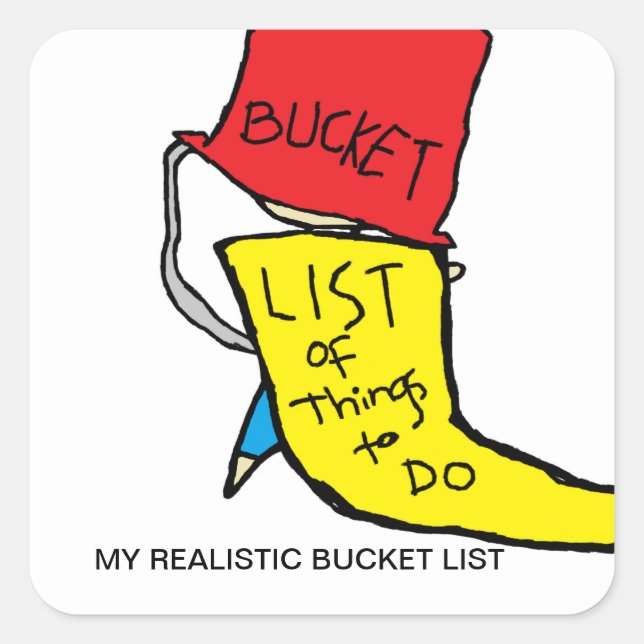 BUCKET-LISTE-STICKER QUADRATISCHER AUFKLEBER (Vorderseite)