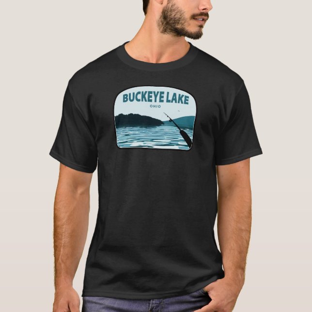 Buckeye Lake Ohio Angelrute T-Shirt (Vorderseite)