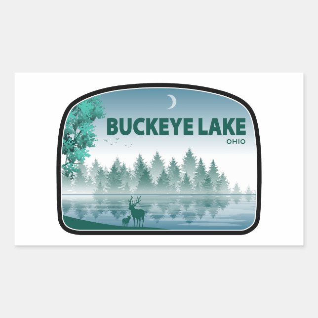 Buckeye Lake Ohio Deer Rechteckiger Aufkleber (Vorderseite)