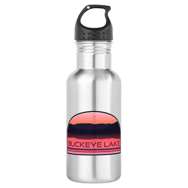 Buckeye Lake Ohio Red Sunrise Edelstahlflasche (Vorderseite)