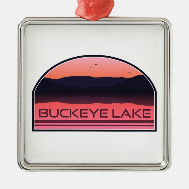 Buckeye Lake Ohio Red Sunrise Ornament Aus Metall (Vorne)