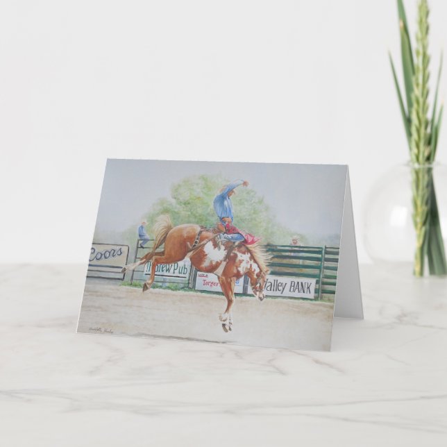 Bucking Bronc Rodeo Rodeo Pferdekunstkarte Dankeskarte (Vorderseite)