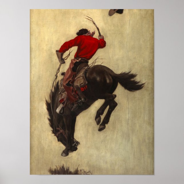 Bucking Bronco, 1903 von Newell Convers Wyeth Poster (Vorne)