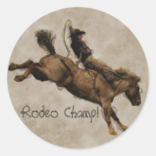Bucking Bronco Cowboy im Western Runder Aufkleber