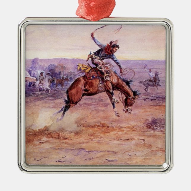 Bucking Bronco (Das Spiel eines wilden Pferdes) Ornament Aus Metall (Vorne)